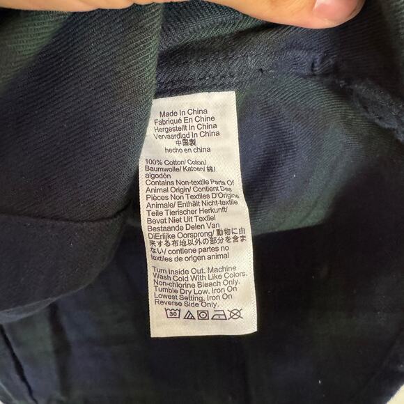 J.Crew Embellished Button-up Shirt SZ 00 Blue Green Tartan Brushed Cotton Oxford - Picture 6 of 8